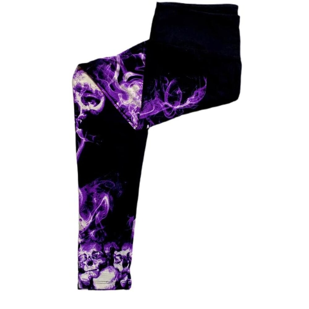 NEW LuLaRoe Halloween Tie Dye Skulls‎ Leggings Purple Black TC2 Plus Size 20-24
